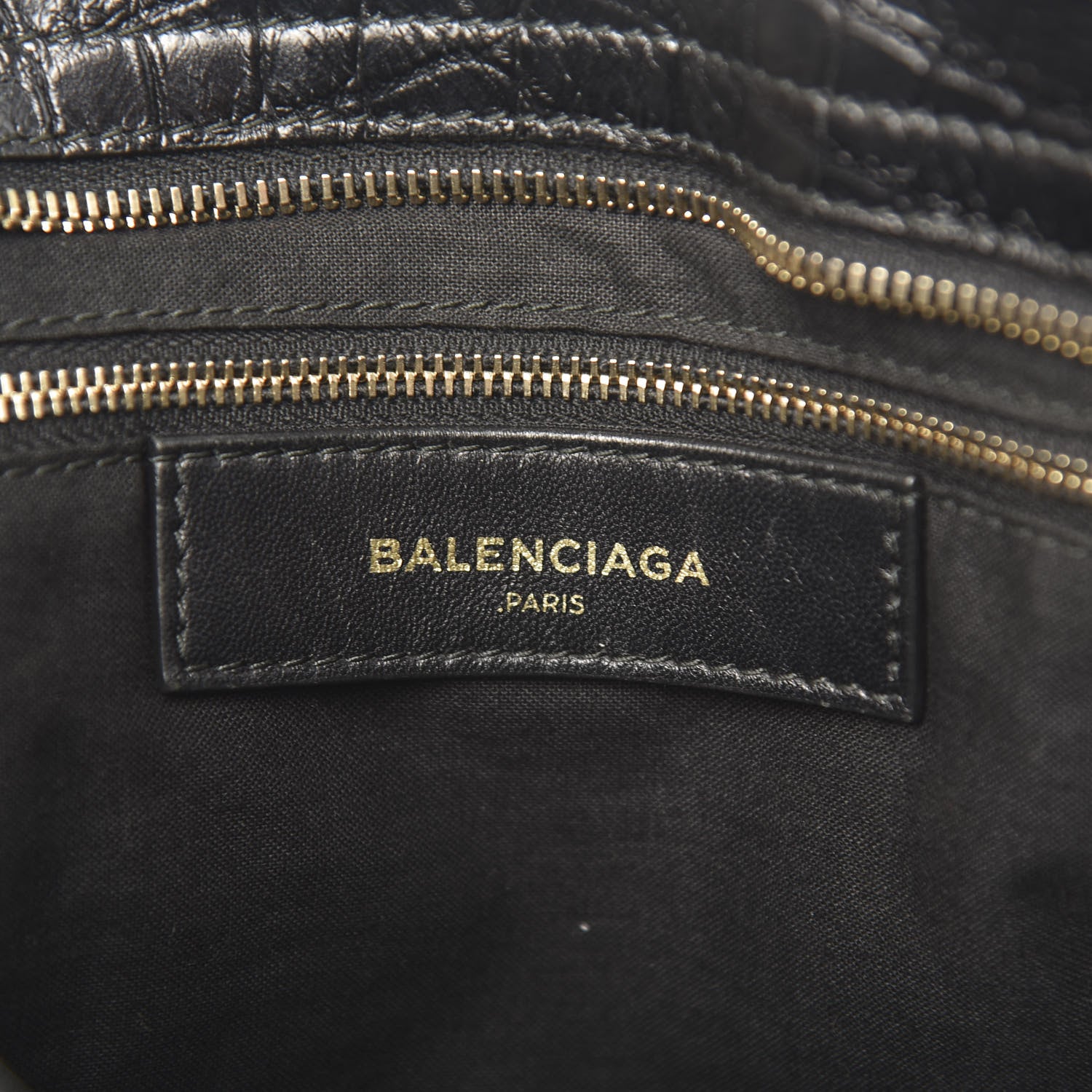 Balenciaga Calfskin Crocodile Embossed Giant 12 Gold Hardware City Black 6 of 10