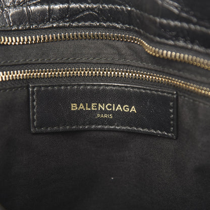 Balenciaga Calfskin Crocodile Embossed Giant 12 Gold Hardware City Black 6 of 10