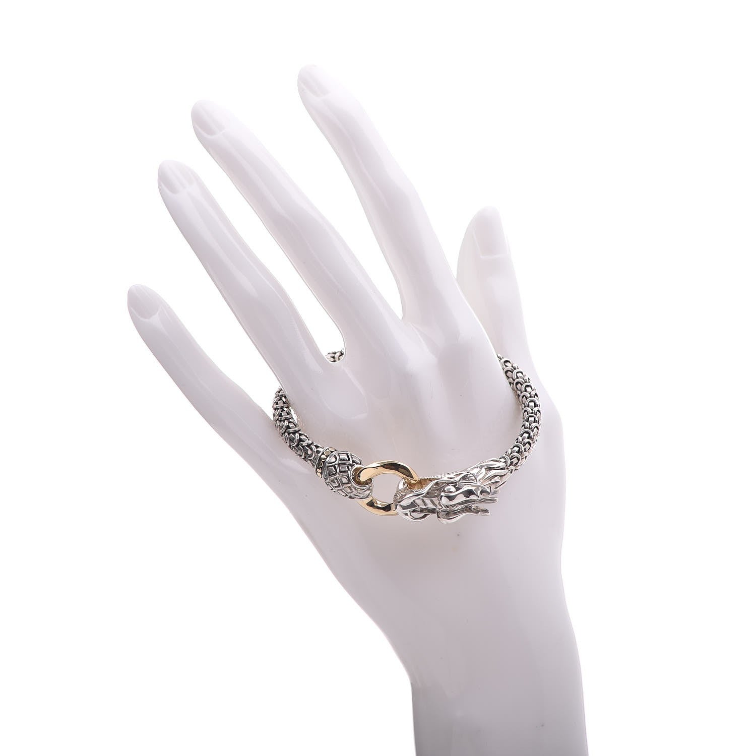 John Hardy Sterling Silver 18K Yellow Gold 6mm Naga Dragon Bracelet 2 of 6