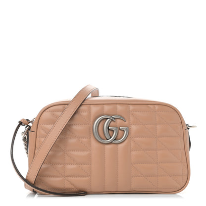 Gucci Calfskin Matelasse Aria Small GG Marmont Chain Shoulder Bag Camelia 1 of 14