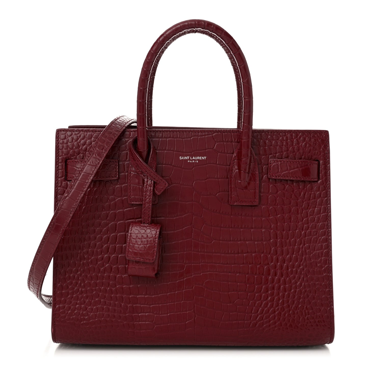 Calfskin Crocodile Embossed Baby Sac De Jour Red