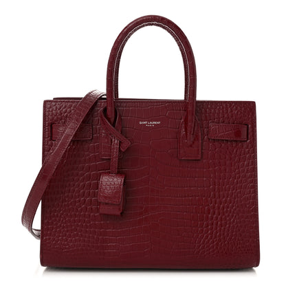 Saint Laurent Calfskin Crocodile Embossed Baby Sac De Jour Red 1 of 10