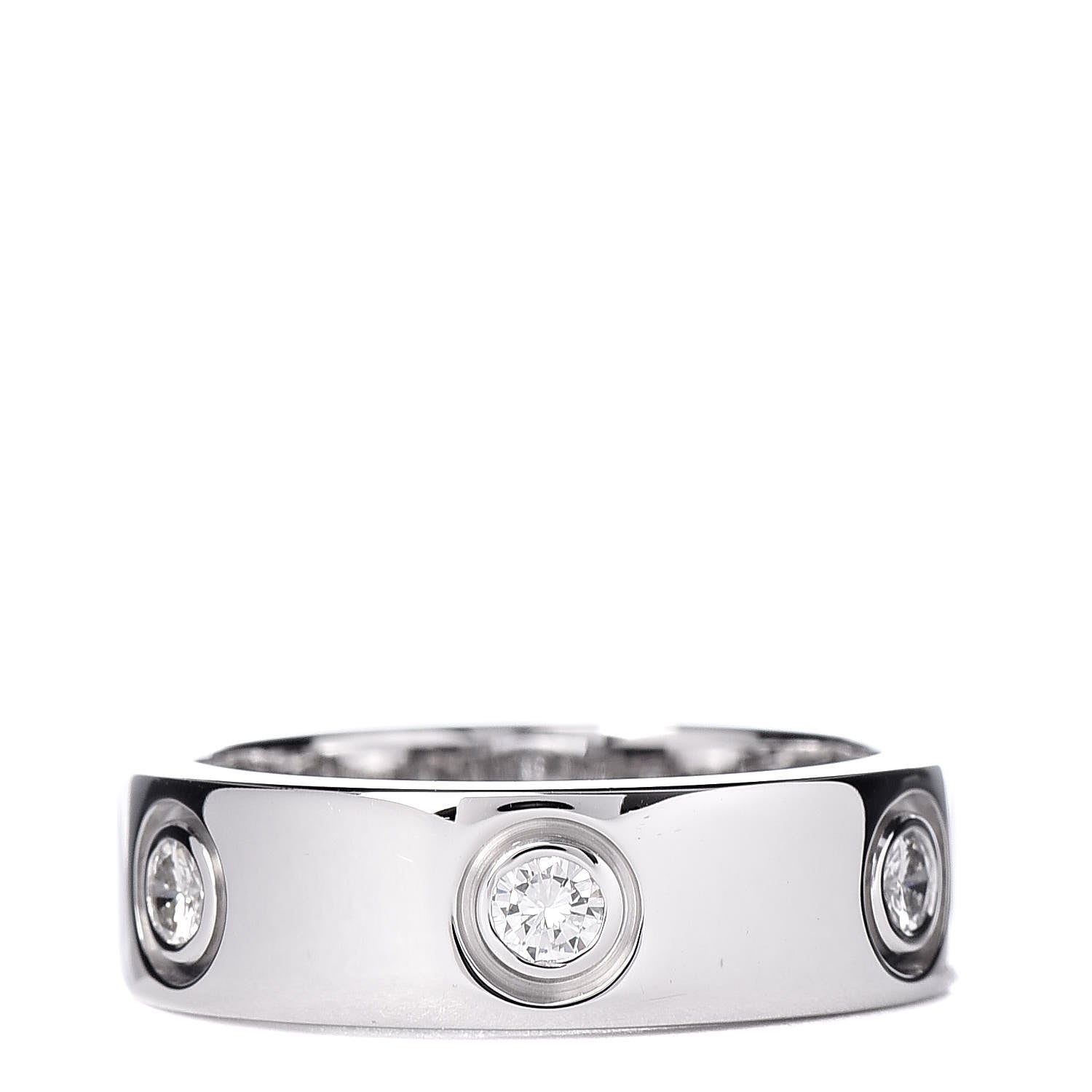 Cartier 18K White Gold 6 Diamond 5.5mm LOVE Ring 48 4.5 1 of 5