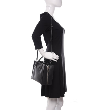 Balenciaga Grained Calfskin Plate Hardware Papier A6 Zip Around Tote Black 2 of 12