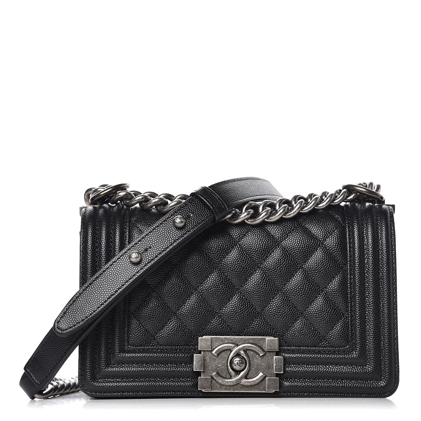 Caviar Quilted Small Boy Flap Black