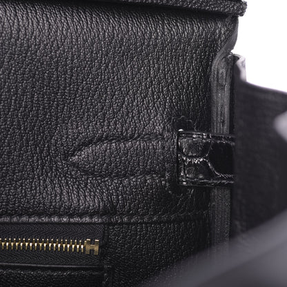 Hermes Taurillon Novillo Shiny Niloticus Crocodile Birkin Touch 30 Black 21 of 32