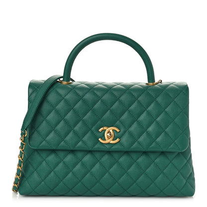 Chanel Caviar Quilted Medium Coco Handle Flap Green 1 of 10