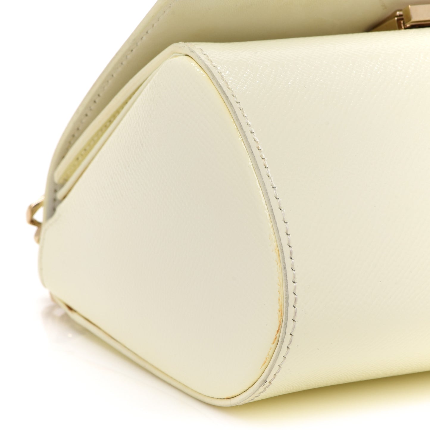 Patent Calfskin Mini Pandora Box Chain Crossbody Bag White