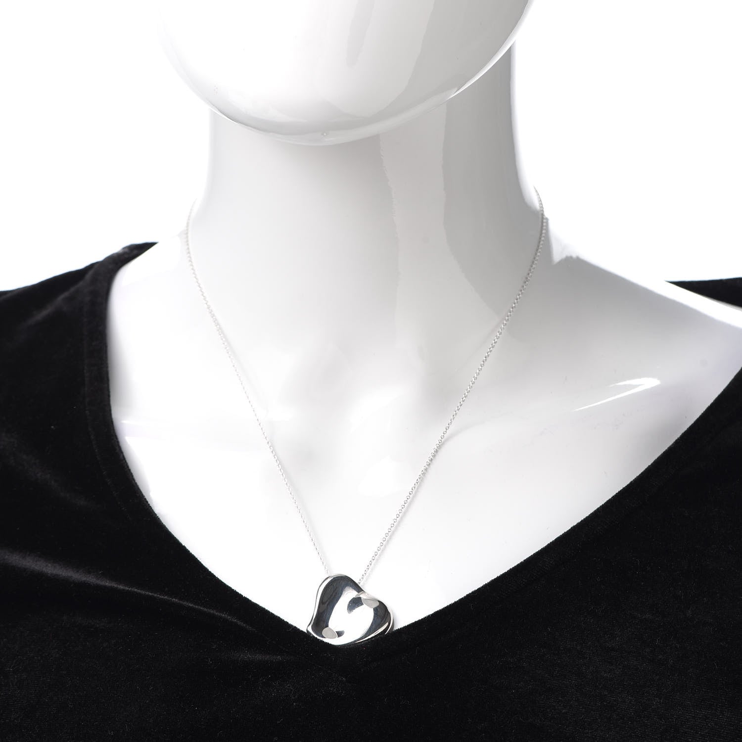 Tiffany Sterling Silver 20mm Elsa Perretti Full Heart Pendant Necklace 2 of 7