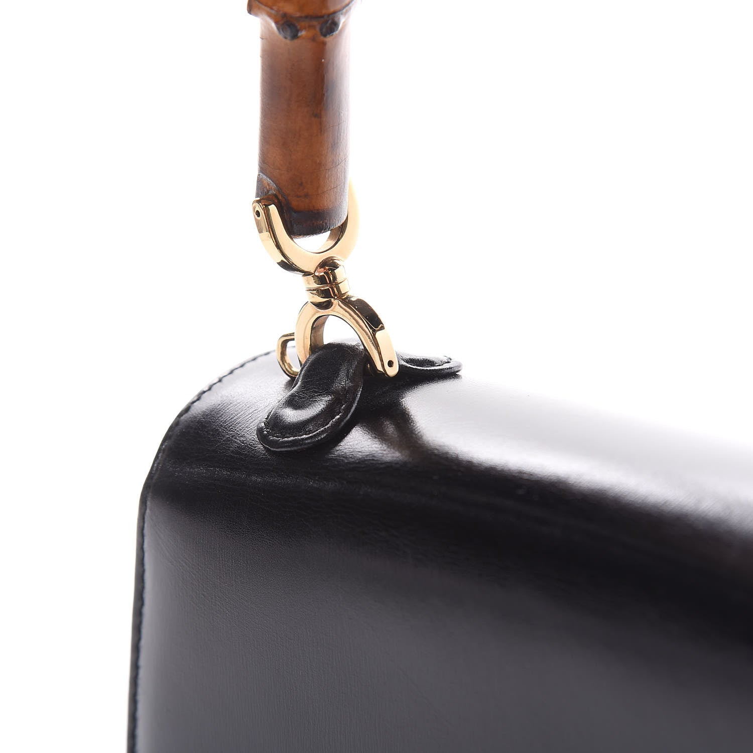 Gucci Calfskin Bamboo Top Handle Bag Black 12 of 17