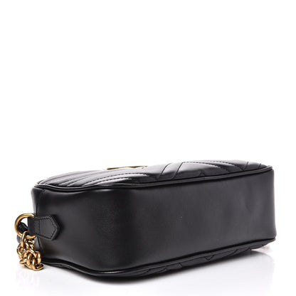 Gucci Calfskin Matelasse Small GG Marmont Chain Shoulder Bag Black 4 of 10