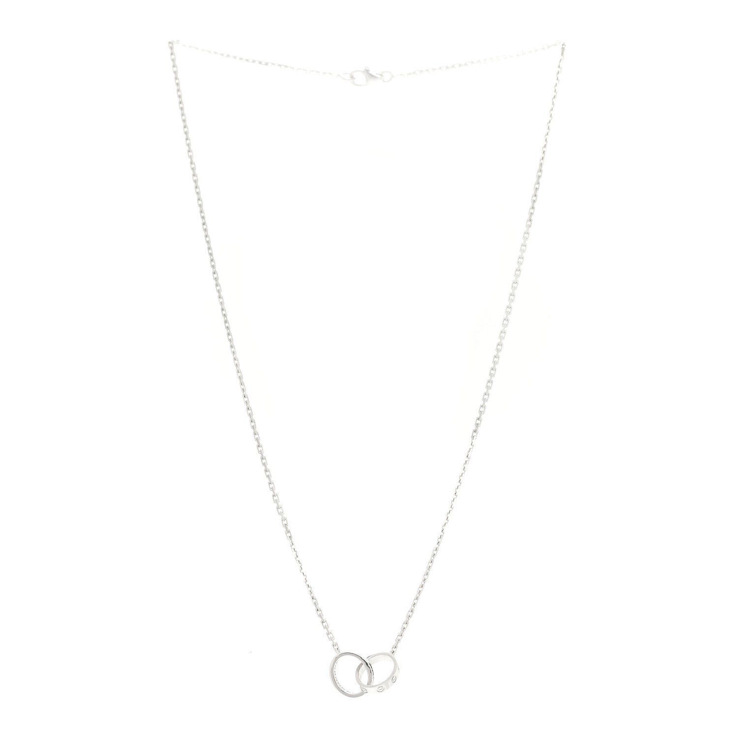 Cartier 18K White Gold Diamond Interlocking LOVE Necklace 3 of 6