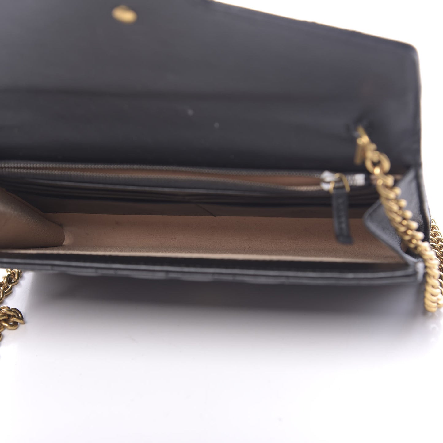Calfskin Matelasse Mini Pearly GG Marmont Chain Wallet Black