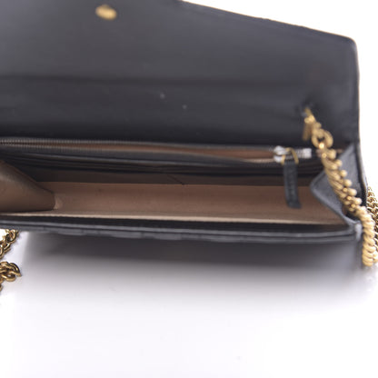 Gucci Calfskin Matelasse Mini Pearly GG Marmont Chain Wallet Black 5 of 11