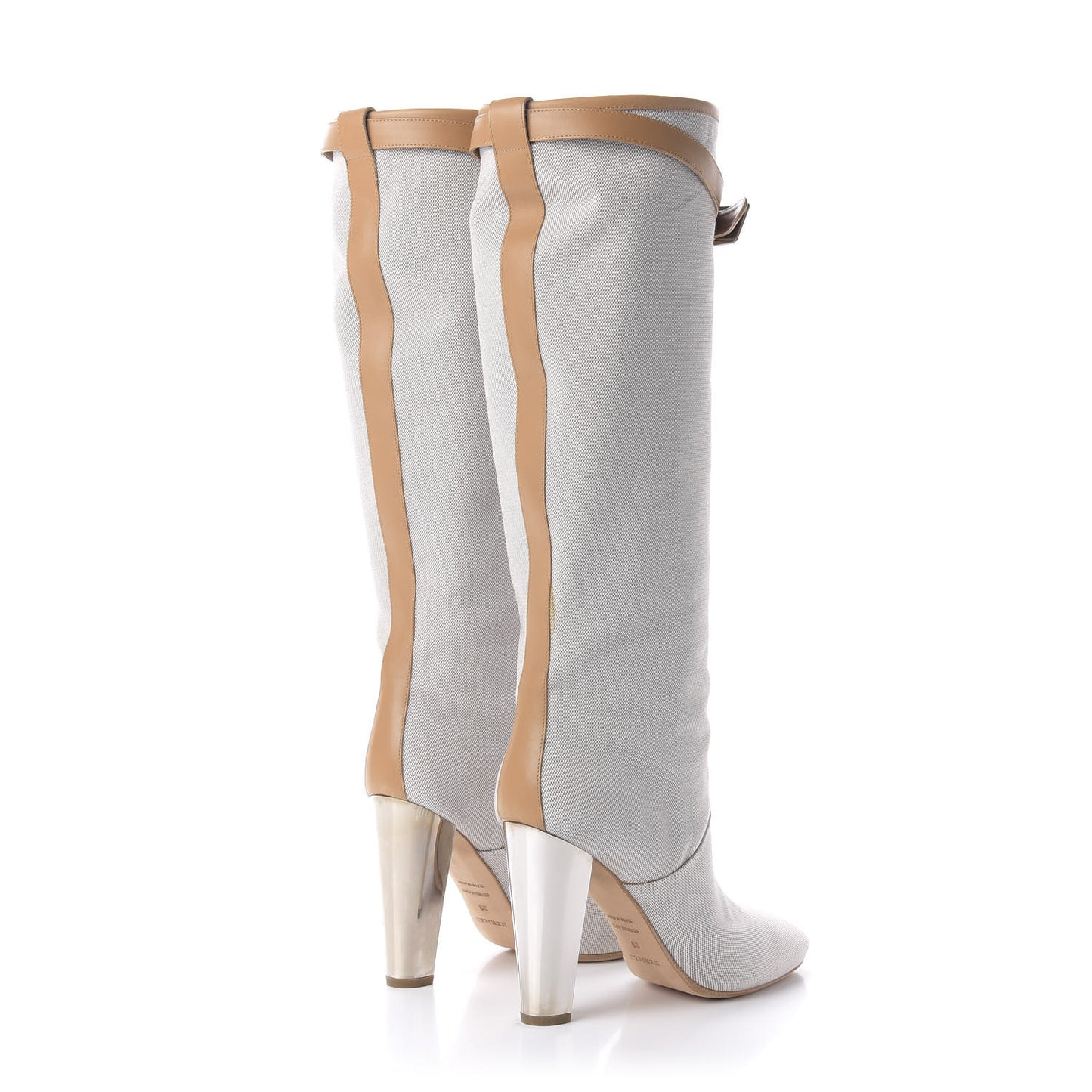 Toile Calfskin Knee High Riding Boots 39