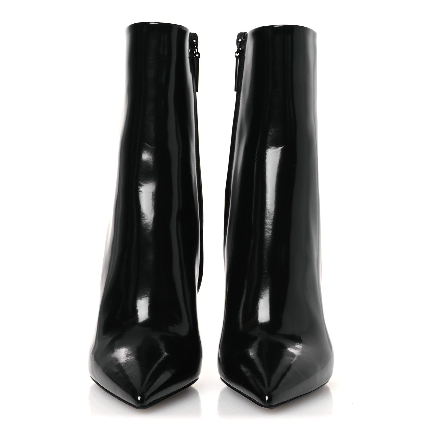 Saint Laurent Glazed Calfskin Opyum Ankle Boots 36 Black 3 of 11