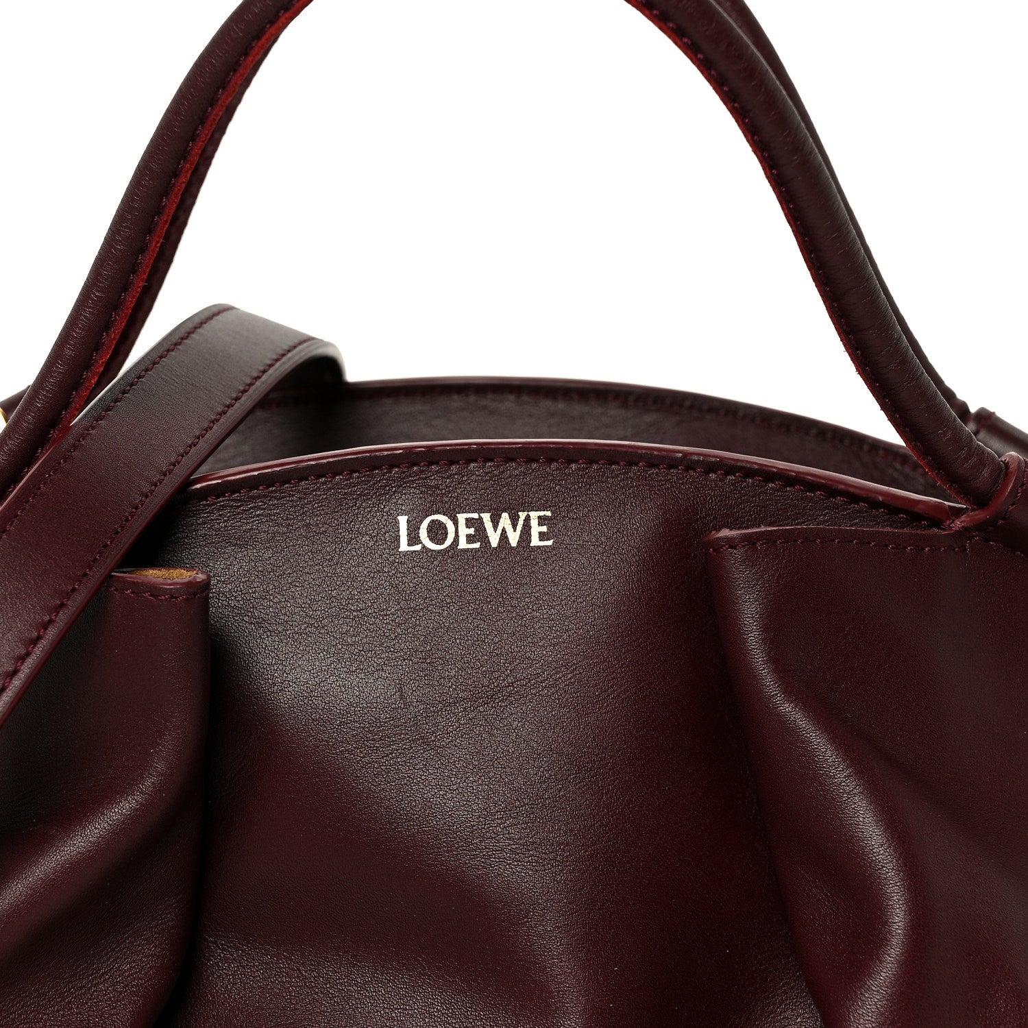 Loewe Shiny Nappa Calfskin Small Paseo Bag Burgundy 7 of 10