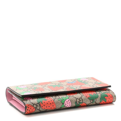 Gucci GG Supreme Monogram Strawberry Flap Wallet Light Pink 4 of 9