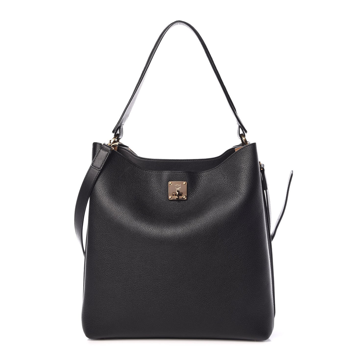 Grained Calfskin Large Milla Hobo Black