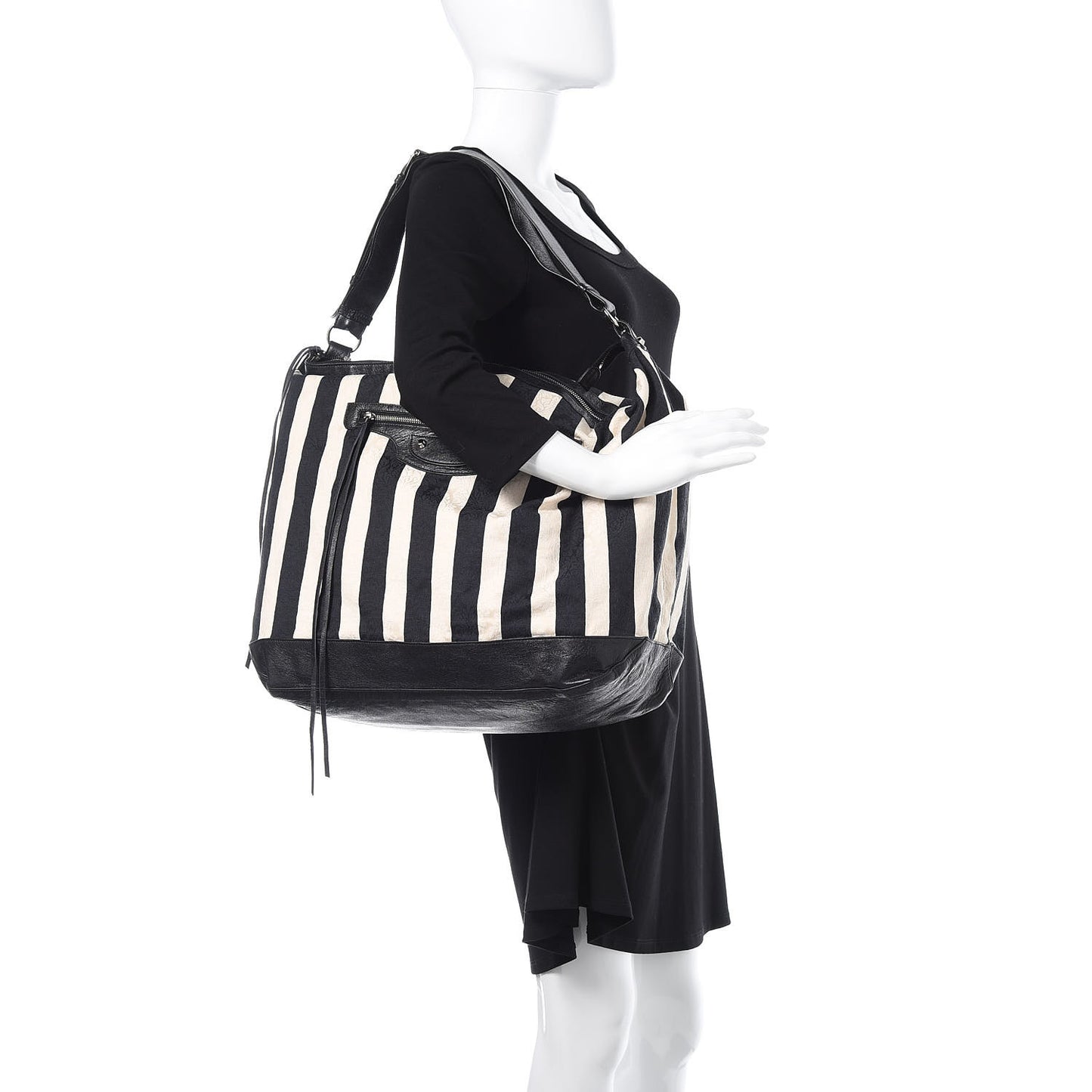 Agneau Damask Stripe Courier Black White