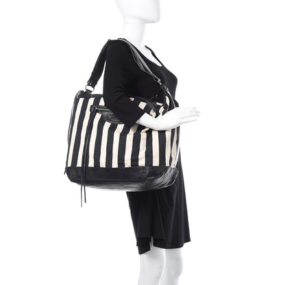 Balenciaga Agneau Damask Stripe Courier Black White 2 of 15