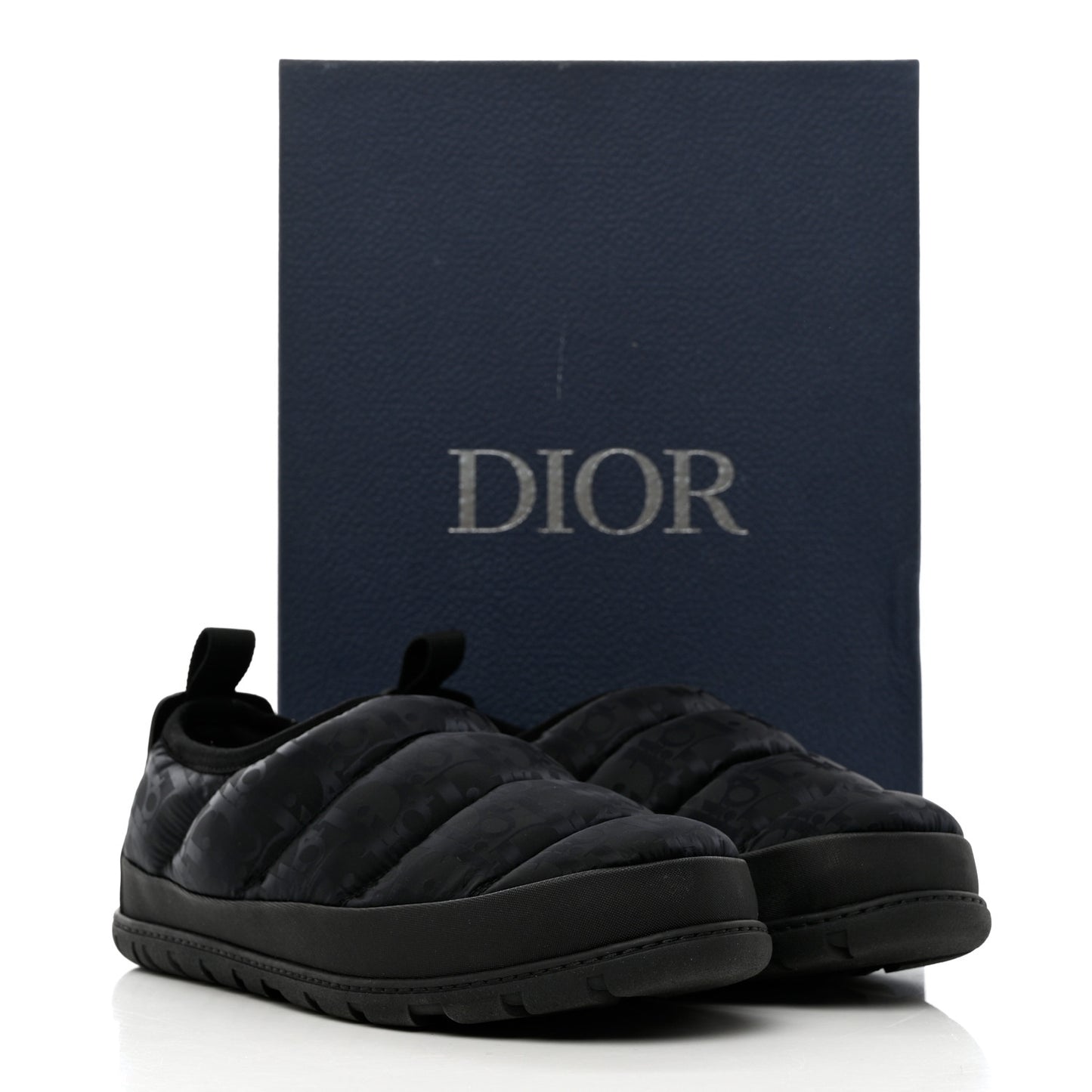 Nylon Oblique Mens Puffy Slippers 42 Black
