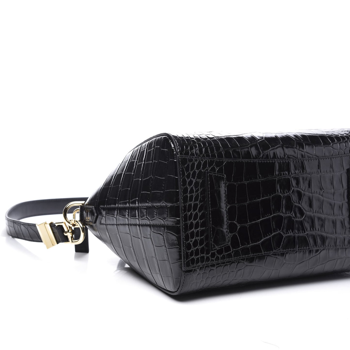 Calfskin Crocodile Embossed Small Antigona Black