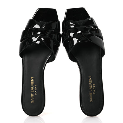 Saint Laurent Vitello Vernice Nu Pied 05 Sandal 36 Black 2 of 13