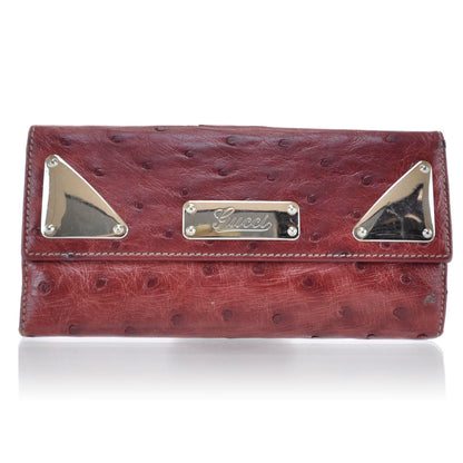 Gucci Ostrich Indy Continental Wallet Red 1 of 8