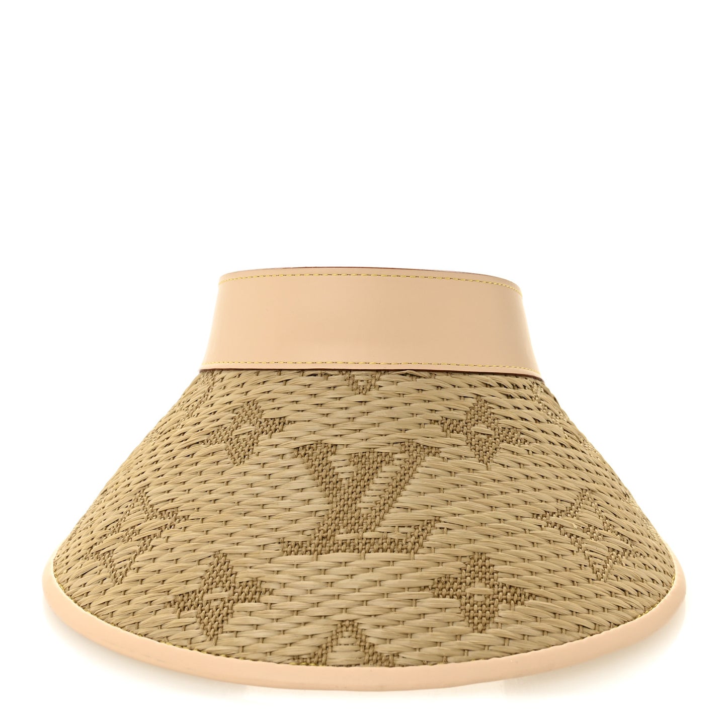 Calfskin Raffia Monogram Strawgram Visor Natural