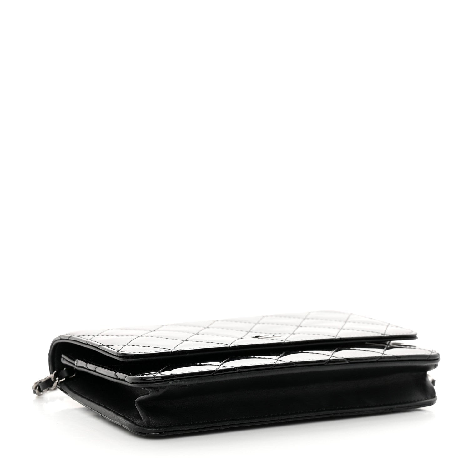 Chanel Patent Quilted Wallet On Chain WOC Black 4 of 14