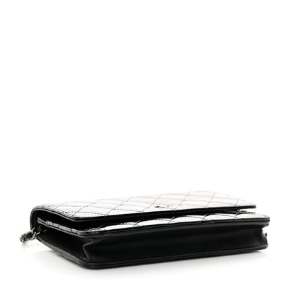 Chanel Patent Quilted Wallet On Chain WOC Black 4 of 14
