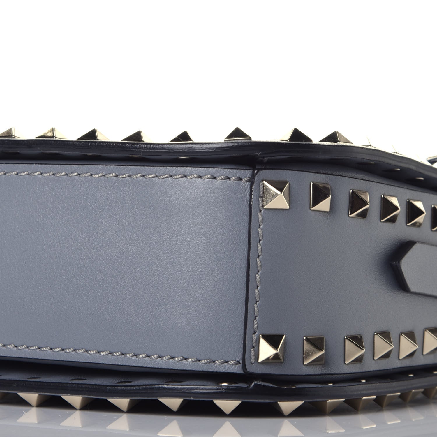 Valentino Garavani Vitello Medium Rockstud Flap Saddle Bag Light Stone 8 of 8