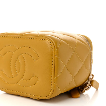Chanel Lambskin Quilted Top Handle Mini Vanity Case With Chain Yellow 10 of 10