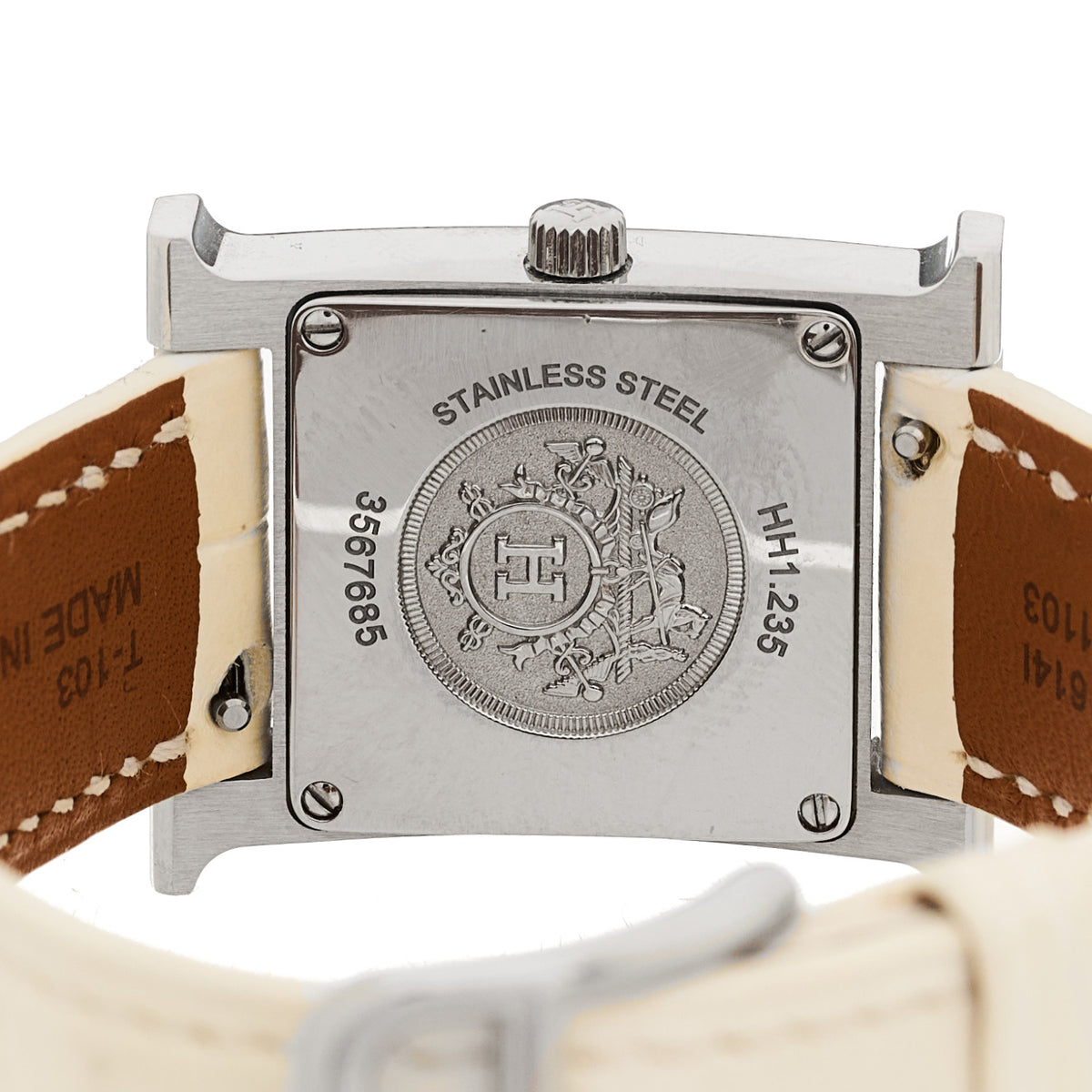 Stainless Steel Alligator Diamond Bezel Mother of Pearl 21mm Heure H Hour Quartz Watch Blanc