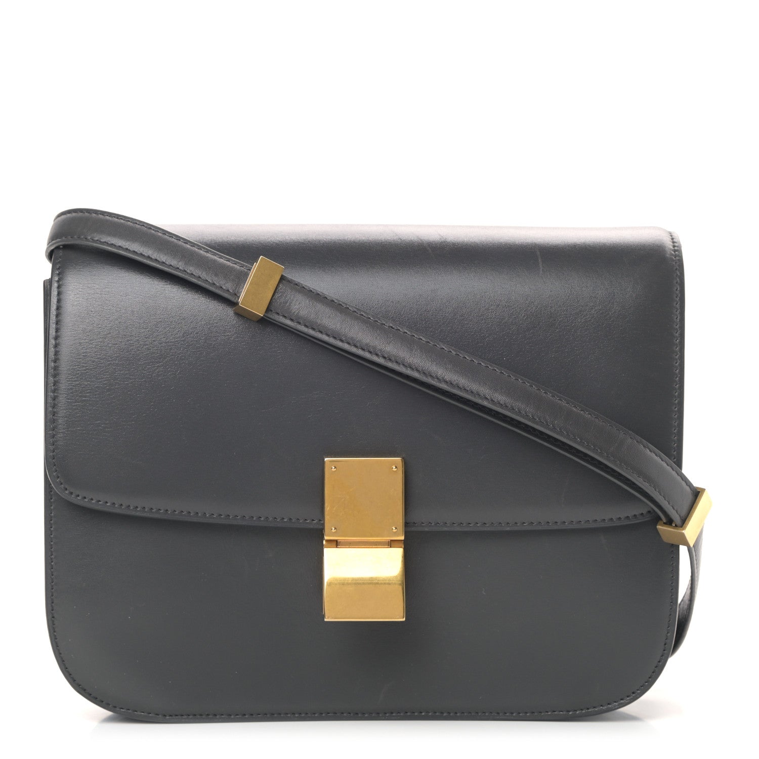 Celine Box Calfskin Medium Classic Box Flap Bag Anthracite 1 of 14