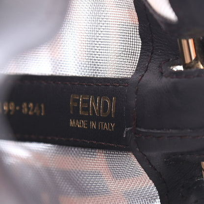 Fendi Mesh Vitello Grace F is Fendi FF 1974 Mini Mon Tresor Bucket Bag Marrone Black Ebano 6 of 9
