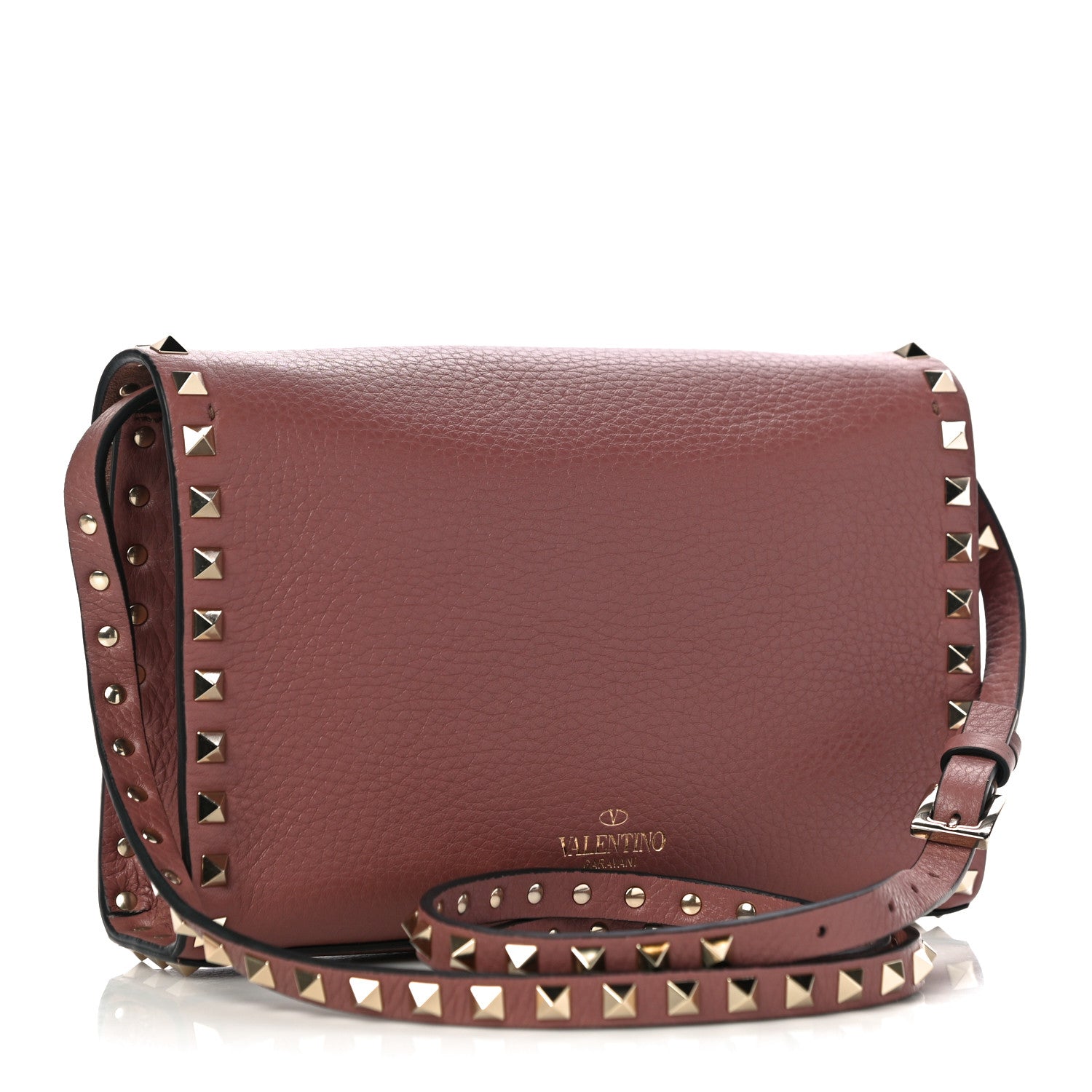 Valentino Garavani Pebbled Calfskin Medium Rockstud Flip Lock Crossbody Bag Dark Nude 2 of 11
