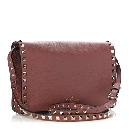 Valentino Garavani Pebbled Calfskin Medium Rockstud Flip Lock Crossbody Bag Dark Nude 2 of 11