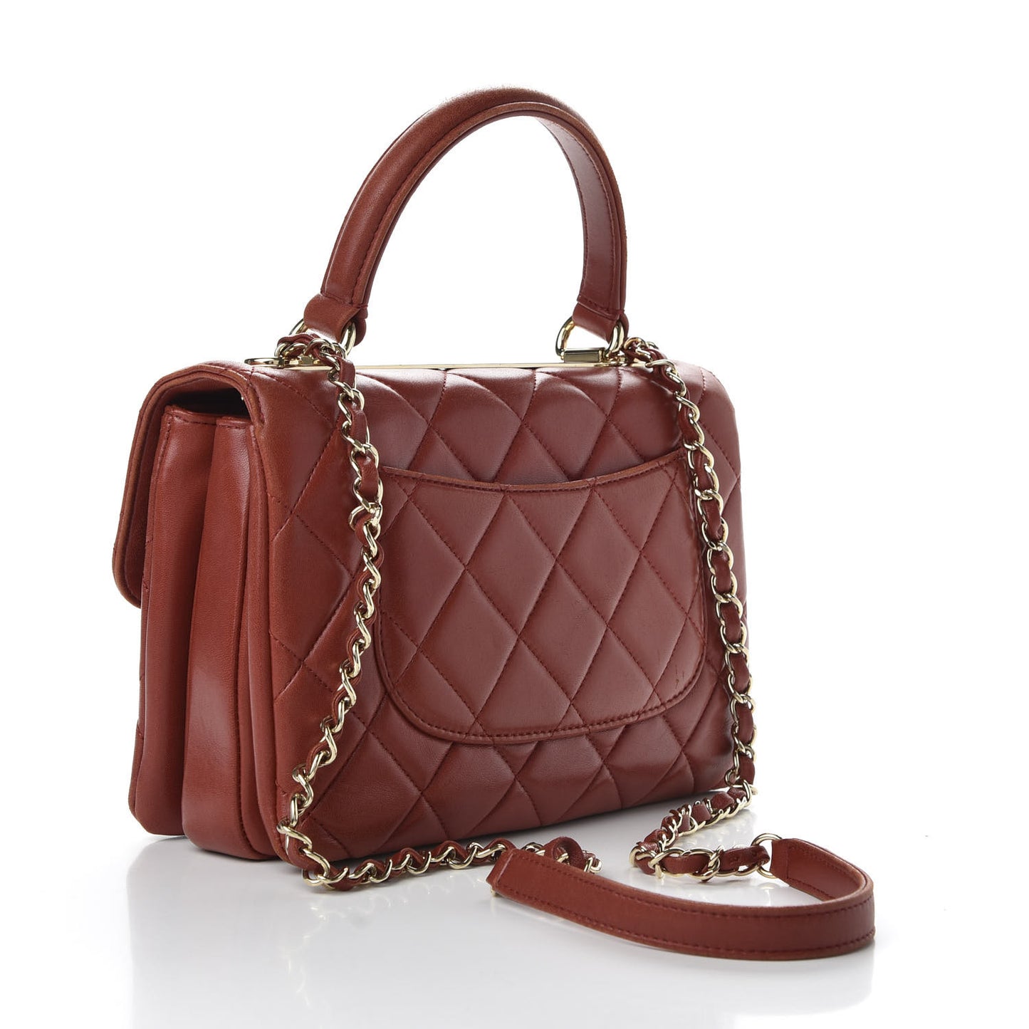 Lambskin Quilted Small Trendy CC Flap Dual Handle Bag Red