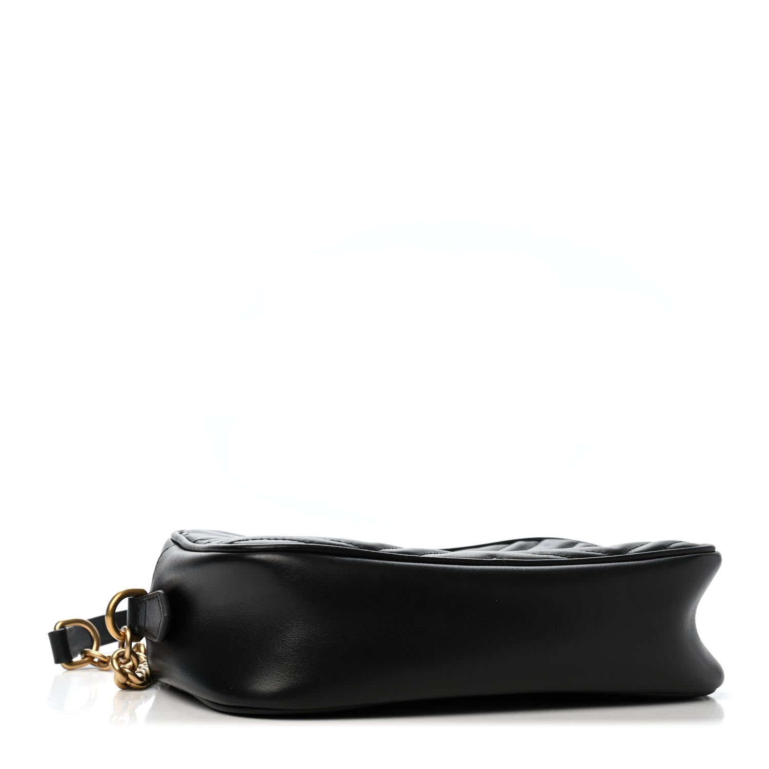 Gucci Calfskin Matelasse Small GG Marmont Chain Shoulder Bag Black 3 of 4