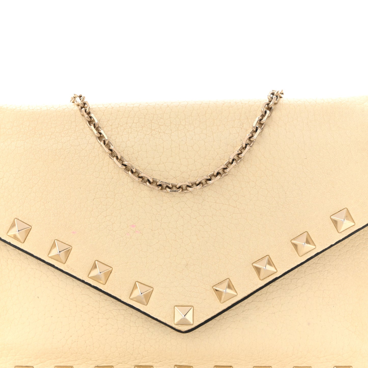 Vitello Rockstud Envelope Wallet on Chain Ivory