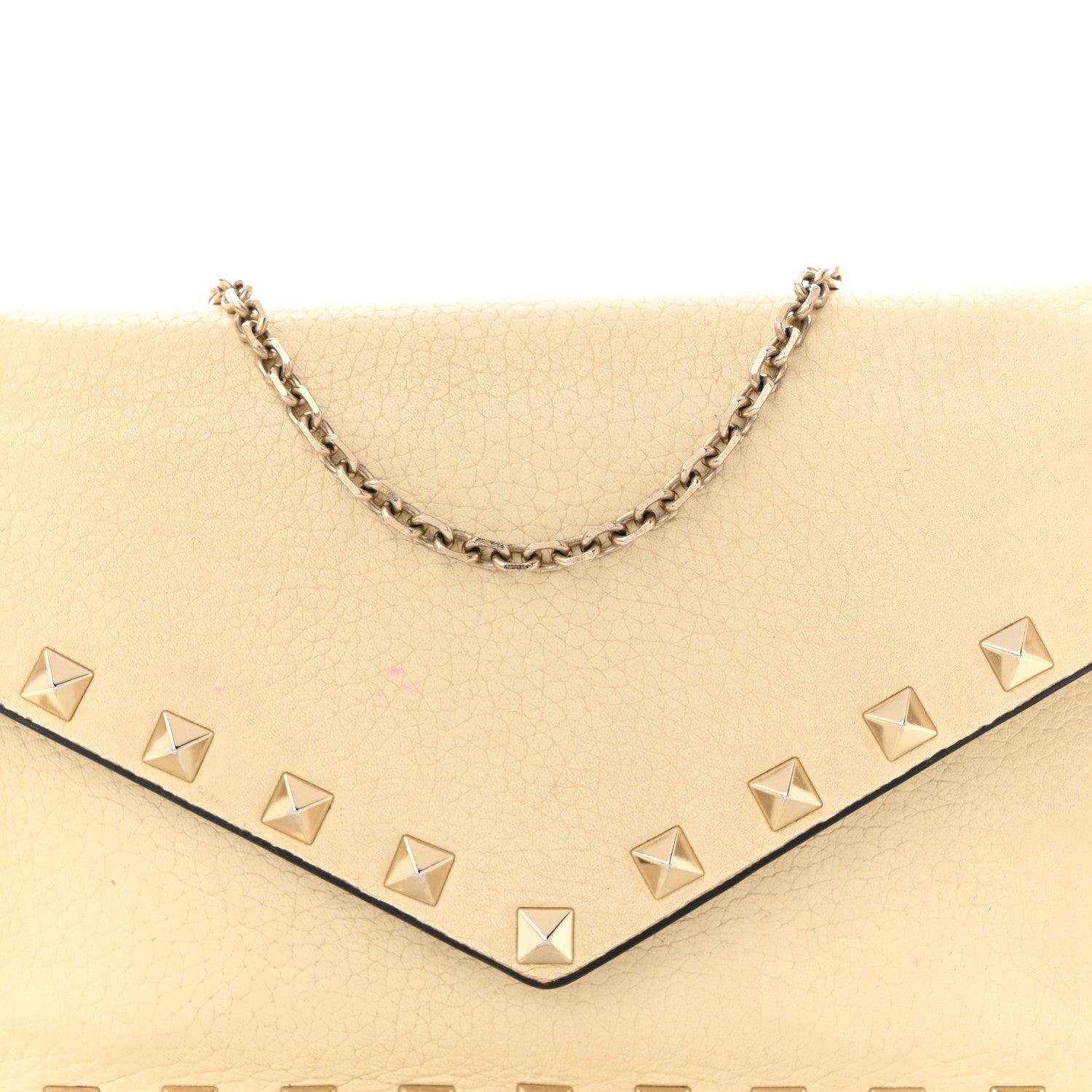 Valentino Garavani Vitello Rockstud Envelope Wallet on Chain Ivory 7 of 9