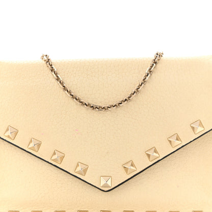 Valentino Garavani Vitello Rockstud Envelope Wallet on Chain Ivory 7 of 9