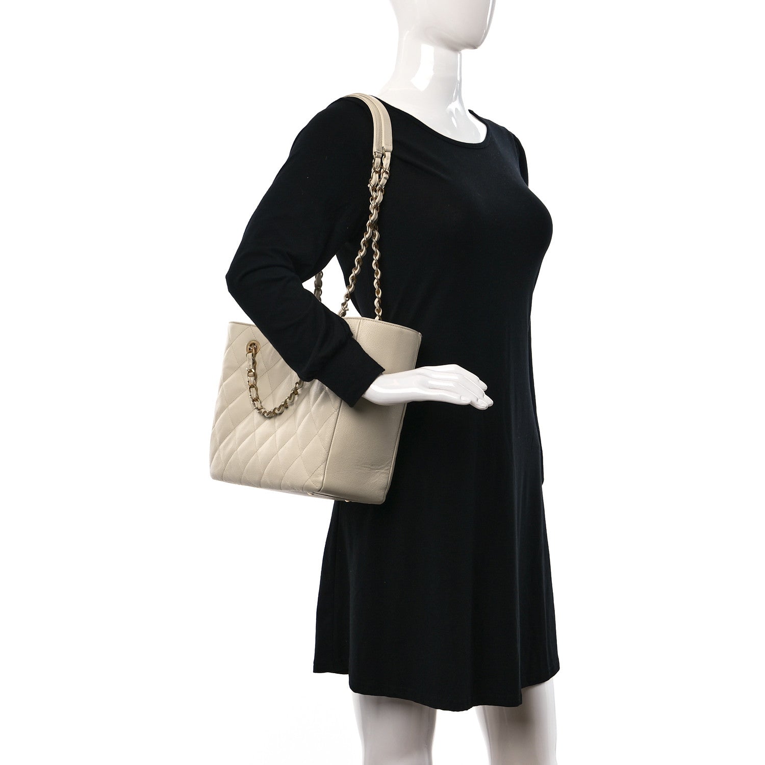 Chanel Caviar Quilted Small Shopping Tote White 2 of 10