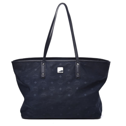 MCM Nylon Monogram Medium Dieter Shopper Tote Navy 1 of 14