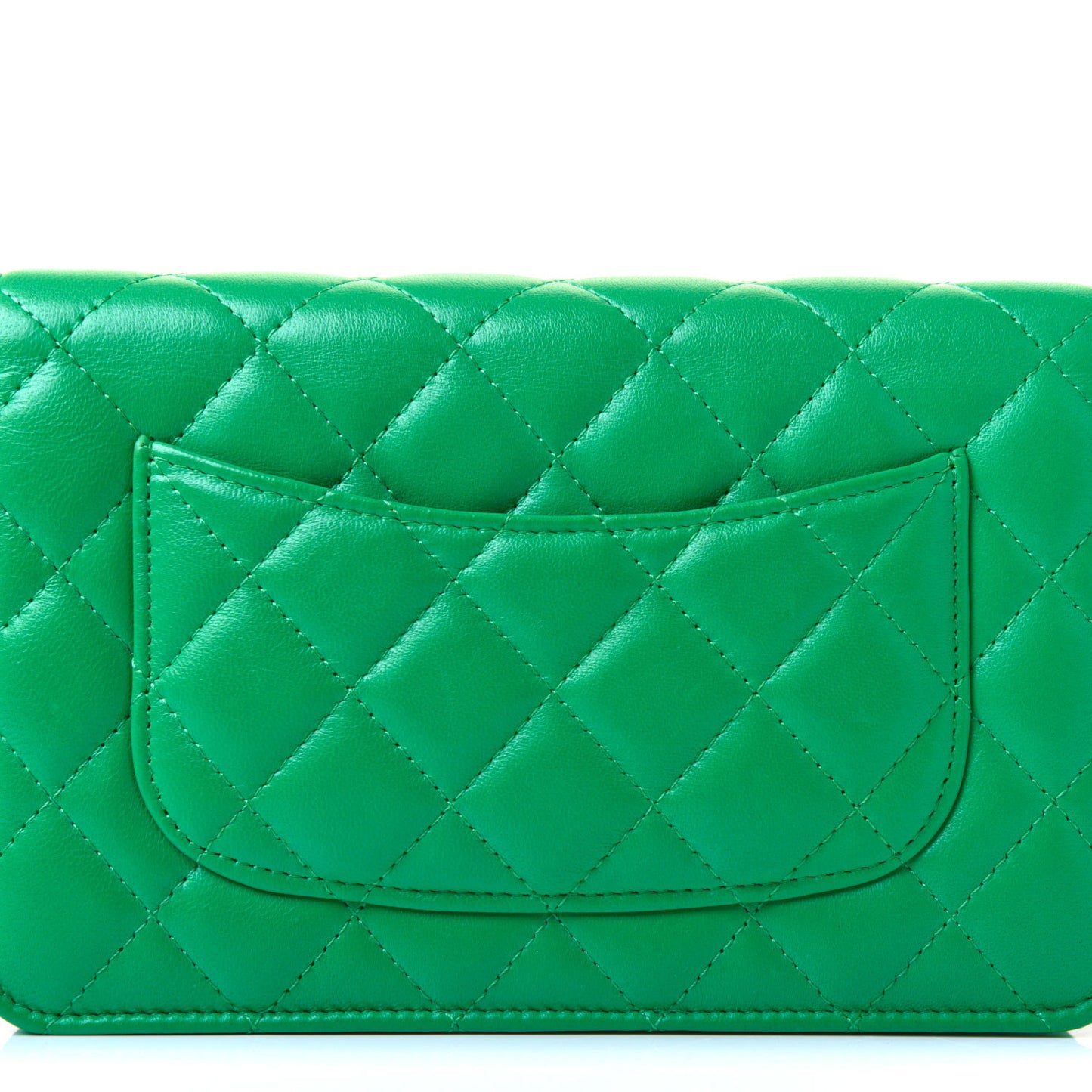 Lambskin Quilted Wallet On Chain WOC Green