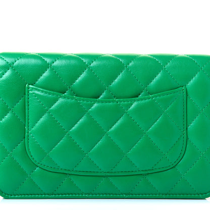 Chanel Lambskin Quilted Wallet On Chain WOC Green 14 of 17