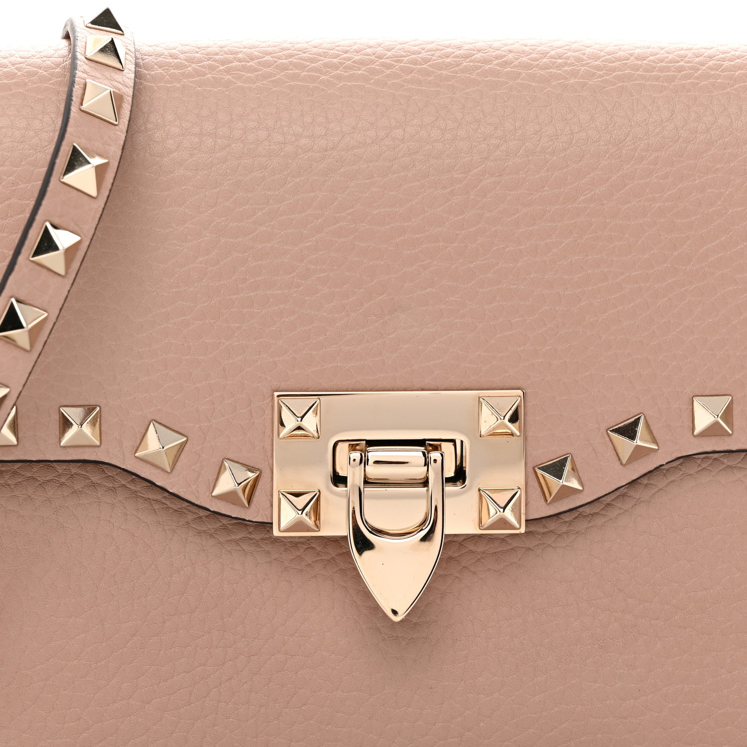 Valentino Garavani Pebbled Calfskin Medium Rockstud Flip Lock Crossbody Bag Poudre 7 of 10
