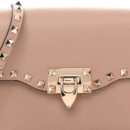 Valentino Garavani Pebbled Calfskin Medium Rockstud Flip Lock Crossbody Bag Poudre 7 of 10